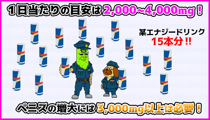 アルギニンの一日の摂取目安は2,000～4,000mgは必要の図