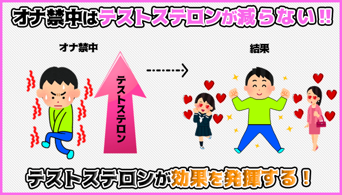 オナ禁は男性ホルモンが減らないので効果を実感しやすいの図