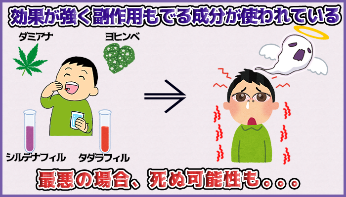 効果が強くて副作用がでる成分が使われているの図